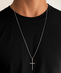 Cordão De Prata Masculina 925 70cm Fina Pingente Crucifixo