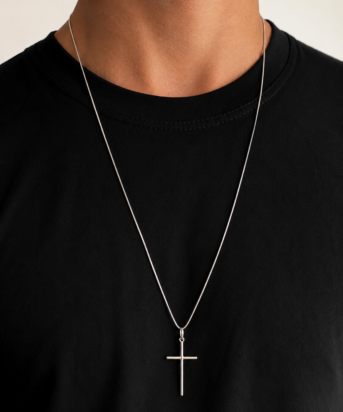 Cordão De Prata Masculina 925 70cm Fina Pingente Crucifixo