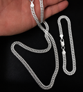 Corrente + Pulseira Prata 925 Elo duplo 60 Cm Banhada
