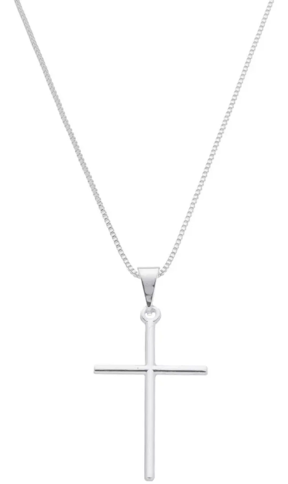 Cordão De Prata Masculina 925 70cm Fina Pingente Crucifixo